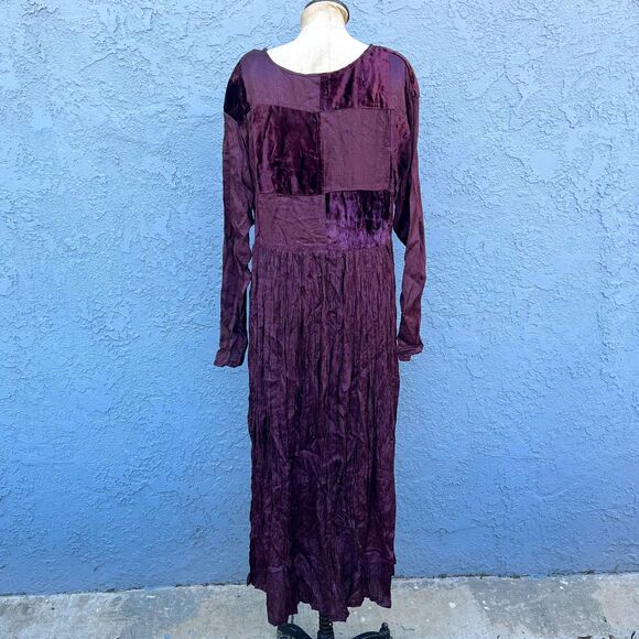 90’s Velvet Dress Purple Goth Maxi Stevie Nicks Y2K Renn Faire Clothing - Picture 4 of 5